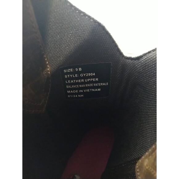 Justin Gypsy Raya Brown & Turquoise Water Buffalo Cowgirl Boots 9B Wide Toe 12" - Picture 4 of 8